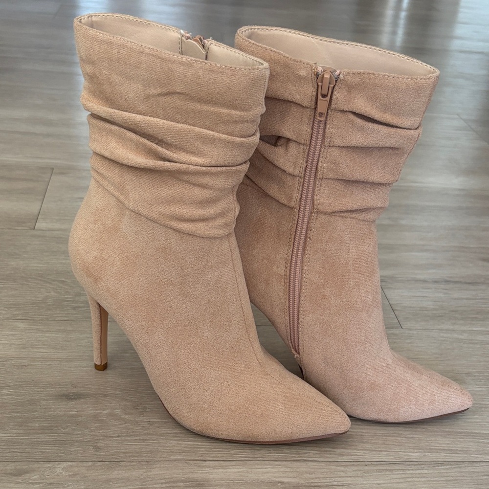 Forever 21 Blush Suede Heeled Boots